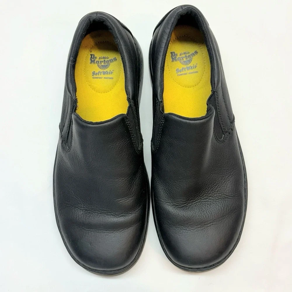Dr Martens Boyle Slip On Black Leather Shoes Men's US 12 EU 46 Air Cushion Sole